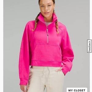 NWT Lululemon scuba oversized funnel neck half zip sonic pink xs/s